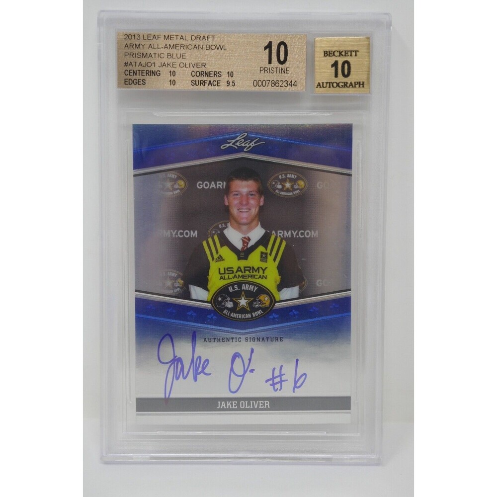 2013 Leaf Metal Draft Army All American Bowl Jake Oliver Beckett 10 PRISTINE